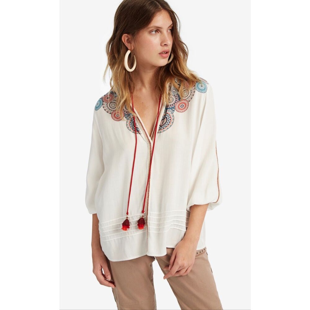 NWT Desigual Luna Embroidered Blouse Size XXL